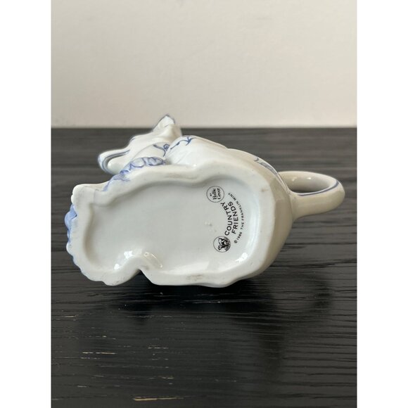 VTG 1986 Fox-Shaped Porcelain Creamer Blue/White Franklin Mint Country Friends - Picture 7 of 9